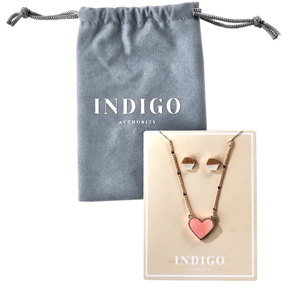 Indigo Authority Elliana Pave Heart + Earring Set